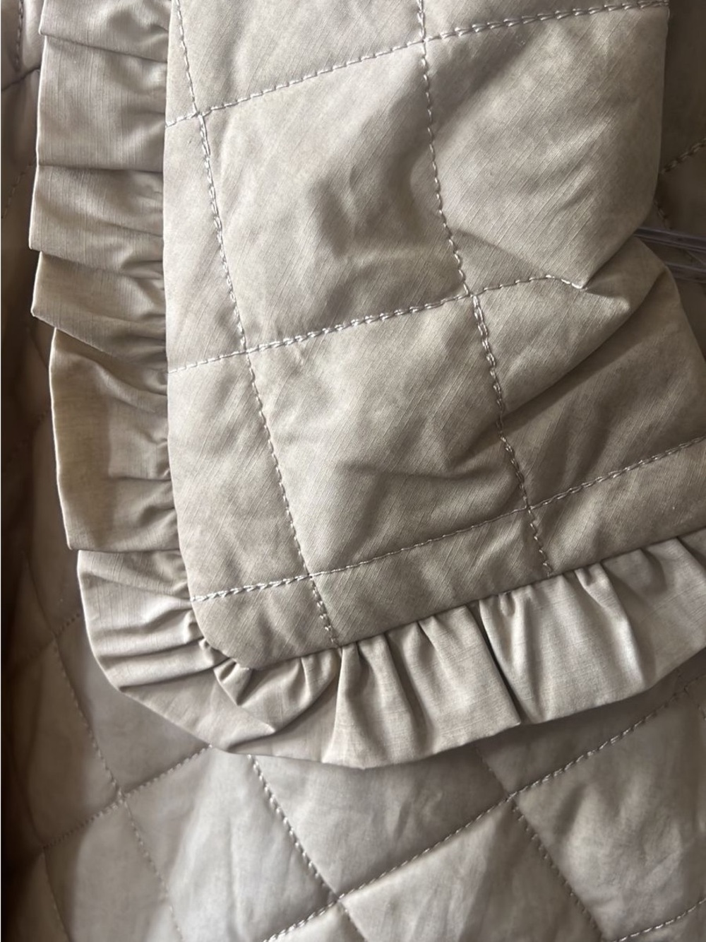Bagatelle Quilted cotton Ruffle-Collar Jacket in Beige NWT size L - Picture 3 of 12